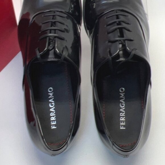 Salvatore Ferragamo Denzel Men Shoes Black Patent Leather Formal Shoes Size 11E